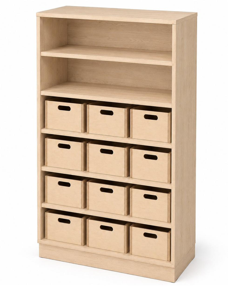 Schrank mit 12 Materialladen Bregenz B 80 H 130 cm mit 5 Einlegeböden