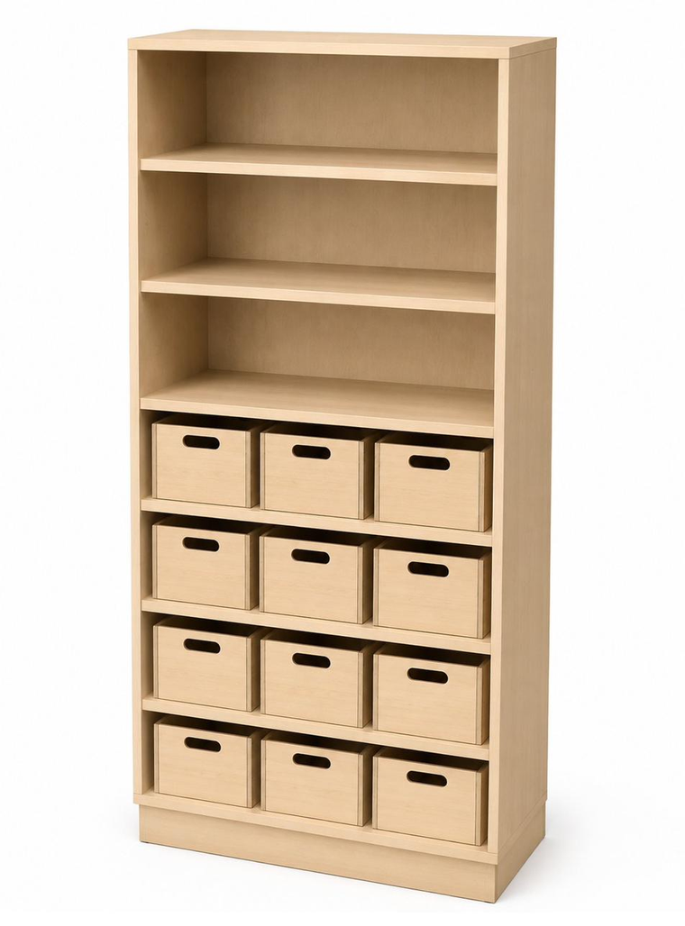 Schrank mit 12 Materialladen Bregenz, B 80 H 180 mit 6 Einlegeböden