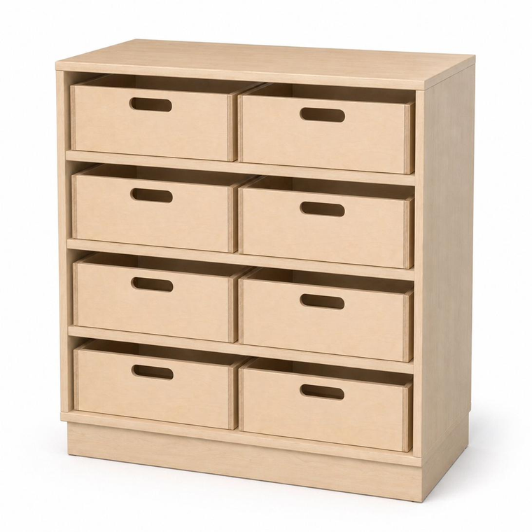 Schrank mit 8 großen Materialladen Bregenz, B 80 H 80 cm mit 3 Einlegeböden