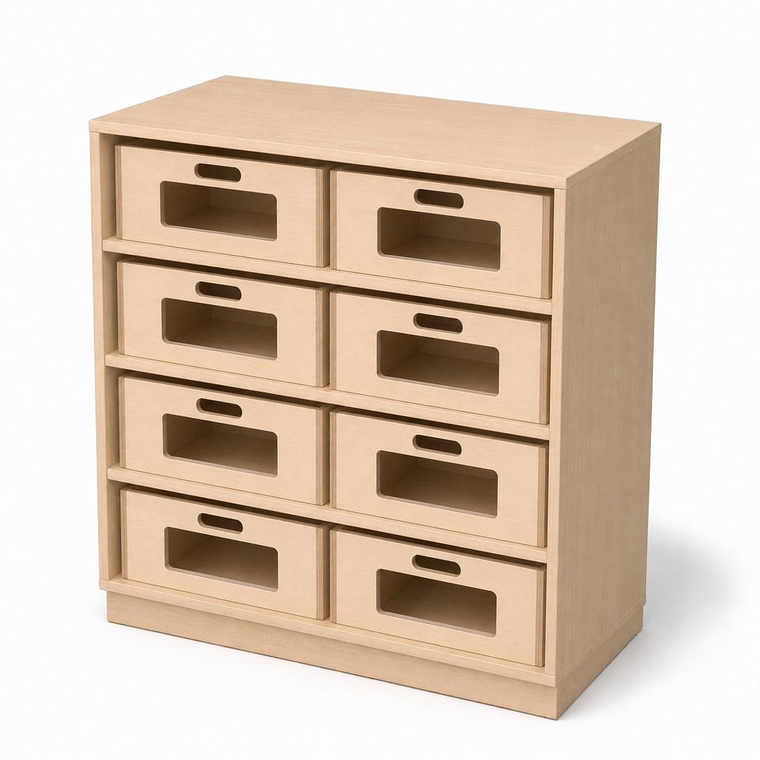 Schrank mit 8 großen Materialladen Bregenz B 80 H 80 cm mit 3 Einlegeböden