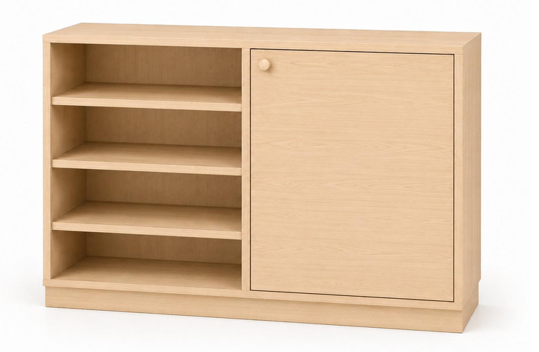 Materialschrank mit Tür rechts Linz B 100 H 80 cm mit 5 Einlegeböden